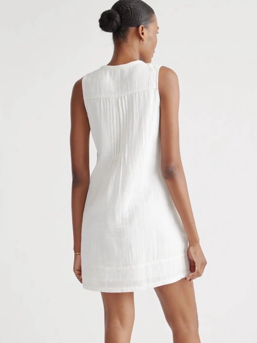 Quince White Sleeveless Pintuck Button Linen Dress size Large never worn - Picture 2 of 6